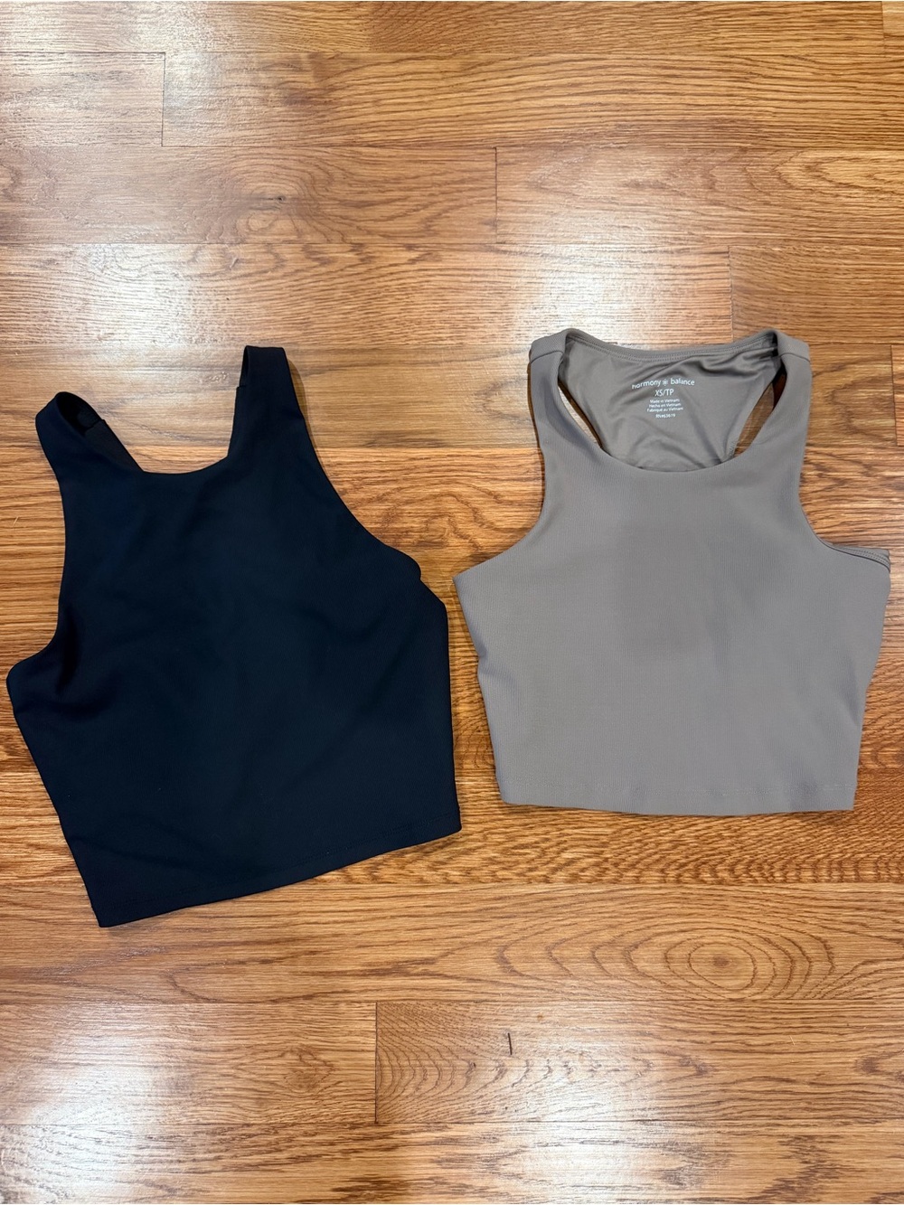 Women's Active Crop Tank Top Bundle - Black and Taupe